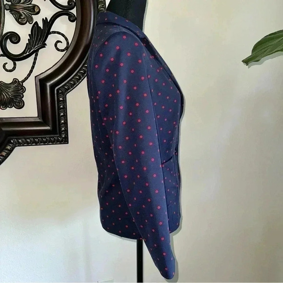 Talbots Navy Blue Blazer with Red Polka Dots NWOT Size 8P - Picture 4 of 14